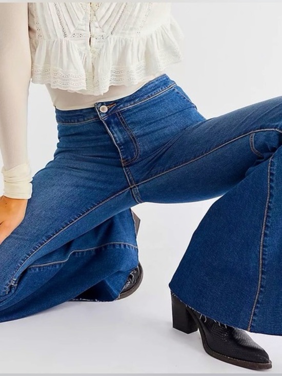 Free People Denim - Women's Bell Bottom Blue Jeans by Free People